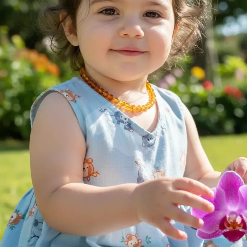 Colar de âmbar báltico para bebê