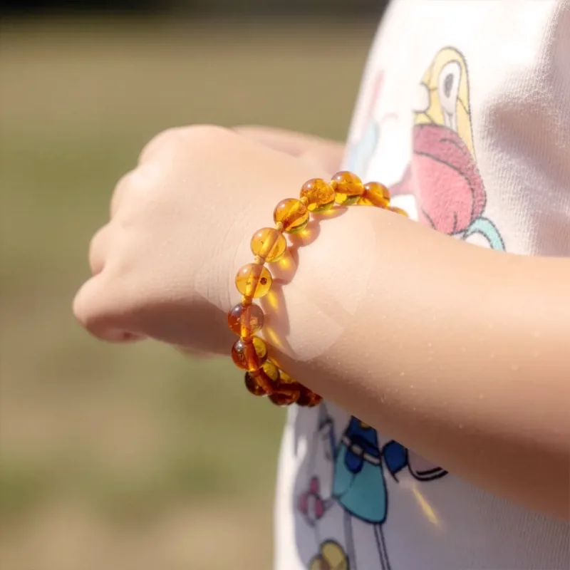 Pulseira de âmbar báltico para bebê