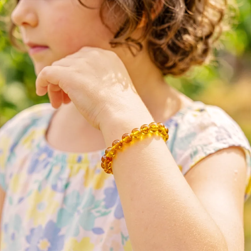 Pulseira de âmbar báltico para criança