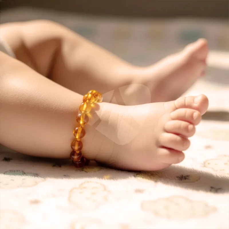 Tornozeleira de âmbar báltico para bebê