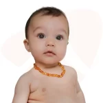 Colar de âmbar bebê barroco mel polido - 33cm
