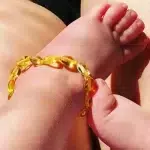Pulseira / tornozeleira de âmbar bebê olive limão polido - 14 cm