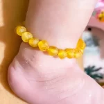 Pulseira / tornozeleira de âmbar bebê barroco limão rústico - 14 cm