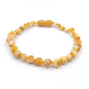 Pulseira / tornozeleira de âmbar criança barroco manteiga rústico - 16,5 cm