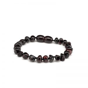 Pulseira / tornozeleira de âmbar bebê barroco cherry polido – 14 cm