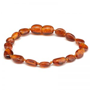 Pulseira / tornozeleira de âmbar bebê olive cognac polido - 14 cm