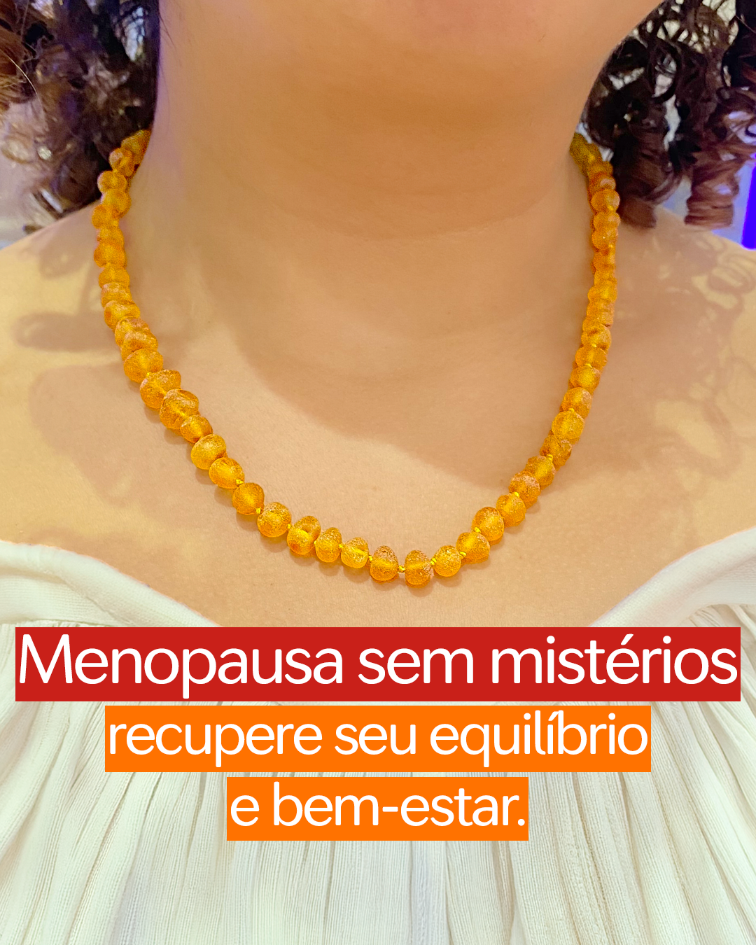 Colar de âmbar adulto barroco mel rústico - 45 cm - Imagem 3