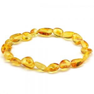Pulseira de âmbar adulto olive mel polido - 18 cm