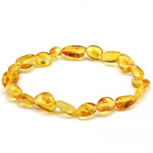 Pulseira de âmbar adulto olive mel polido - 18 cm
