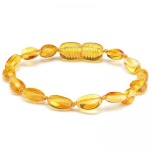 Pulseira / tornozeleira de âmbar bebê olive mel polido - 14 cm