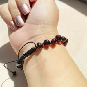 Pulseira shambala de âmbar adulto cherry polido ajustável