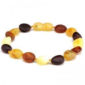 Pulseira de âmbar adulto olive mix rústico com fecho - 19 cm