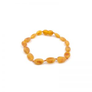 Pulseira / tornozeleira de âmbar criança olive cognac rústico - 16,5 cm