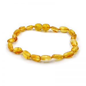Pulseira de âmbar adulto olive mel polido - 19 cm