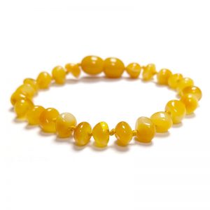 Pulseira / tornozeleira de âmbar bebê barroco manteiga polido - 14 cm