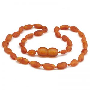 Colar de âmbar criança olive cognac rústico - 38 cm