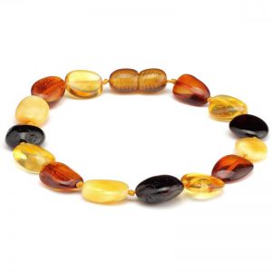 Pulseira de âmbar adulto olive mix polido - 19 cm