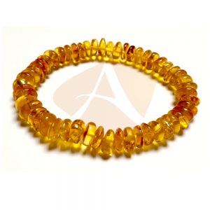 Pulseira de âmbar adulto arredondado mel polido - 18 cm