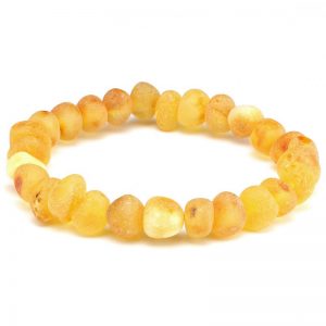 Pulseira de âmbar adulto barroco mel rústico - 18 cm