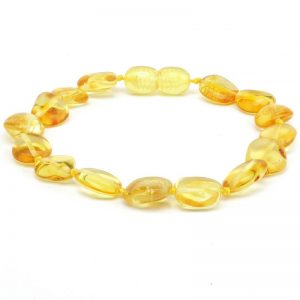 Pulseira de âmbar adulto olive limão polido - 20 cm