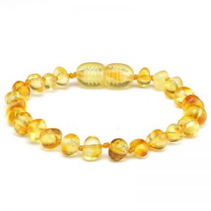 Pulseira / tornozeleira de âmbar bebê barroco limão polido - 14 cm
