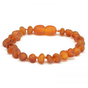 Pulseira / tornozeleira de âmbar bebê barroco cognac rústico - 14 cm