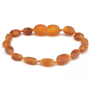 Pulseira / tornozeleira de âmbar bebê olive cognac rústico - 14 cm