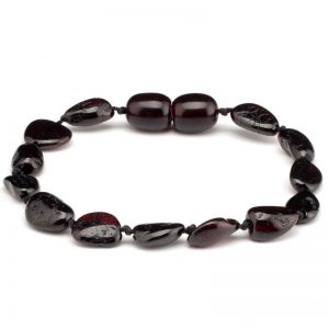 Pulseira / tornozeleira de âmbar bebê olive cherry polido - 14 cm