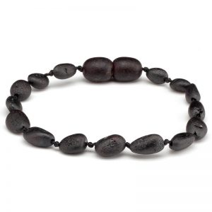 Pulseira / tornozeleira de âmbar bebê olive cherry rústico - 14 cm