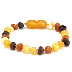 Pulseira / tornozeleira de âmbar criança barroco multicolor rústico - 16,5 cm