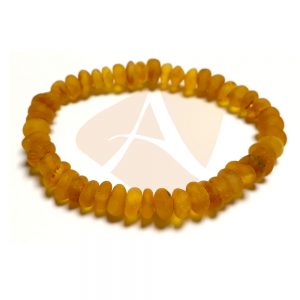 Pulseira de âmbar adulto arredondado mel rústico - 18 cm