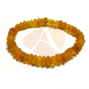 Pulseira de âmbar adulto arredondado mel rústico - 18 cm