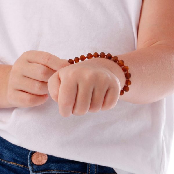 Pulseira / tornozeleira de âmbar criança barroco cognac rústico - 16 cm - Imagem 3