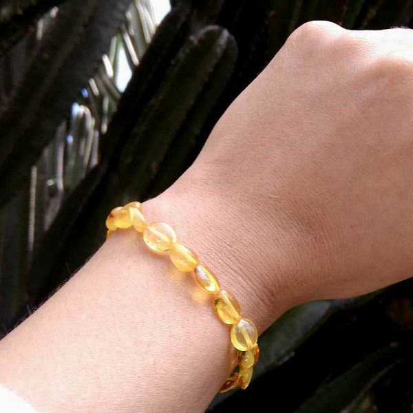 Pulseira de âmbar adulto olive mel polido sem fecho - 18 cm - Imagem 4