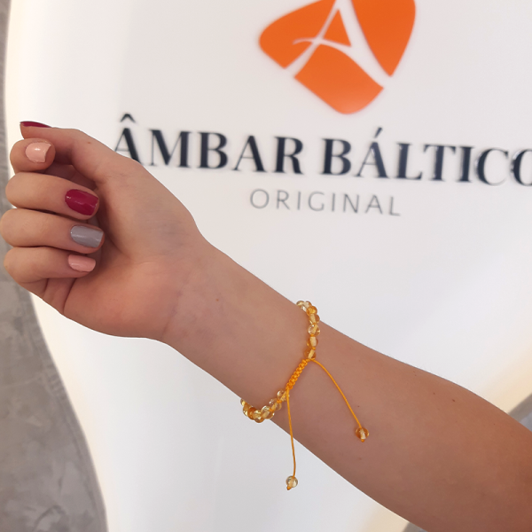Pulseira shambala de âmbar adulto mel polido ajustável - Imagem 2