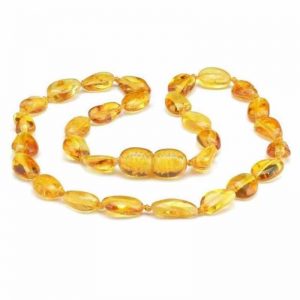 Colar de âmbar criança olive mel polido - 38 cm
