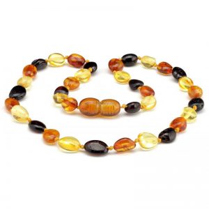Colar de âmbar criança olive 3 cores polido - 38 cm
