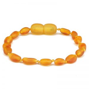 Pulseira / tornozeleira de âmbar criança olive mel rústico - 16,5 cm