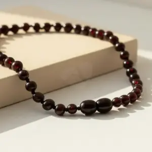 Colar de âmbar adulto barroco cherry polido