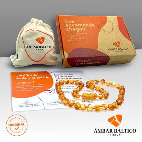 Colar de âmbar adulto barroco mel polido