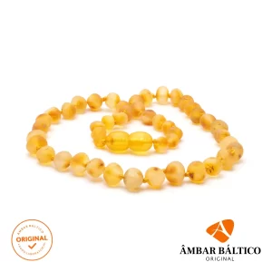 Colar de âmbar adulto barroco mel rústico - 45 cm