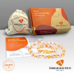 Colar de âmbar adulto barroco limão polido com quartzo rosa