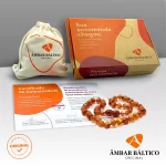 Colar de âmbar bebê barroco cognac polido - 33 cm