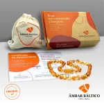 Colar de âmbar bebê barroco mel polido - 33cm