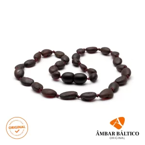 Colar de âmbar bebê olive cherry rústico - 33 cm