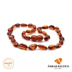 Colar de âmbar bebê olive cognac polido - 33 cm