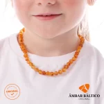 Colar de âmbar criança barroco mel rústico - 38 cm