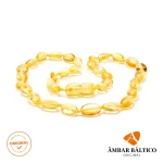 Colar de âmbar criança olive limão polido - 38 cm
