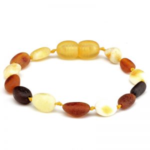 Pulseira / tornozeleira de âmbar bebê olive multicolor rústico - 14 cm