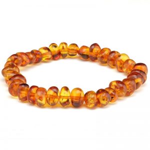 Pulseira de âmbar adulto barroco cognac polido - 19 cm